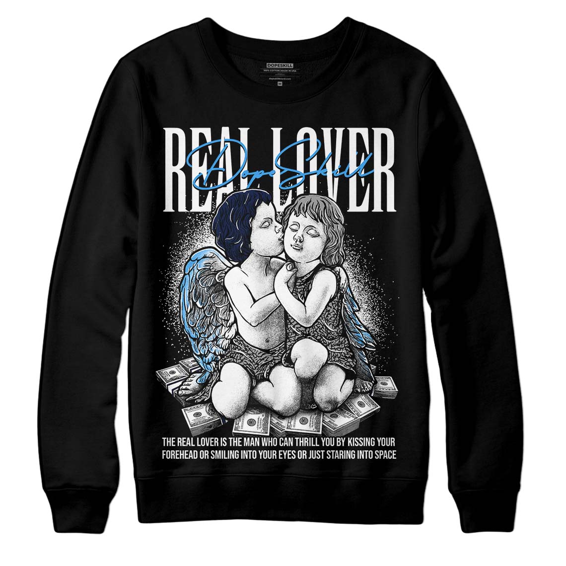 Midnight Navy 3s DopeSkill Sweatshirt Real Lover Graphic