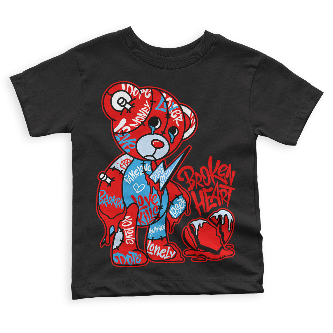 Cherry 11s  DopeSkill Toddler Kids T-shirt Broken Heart Graphic