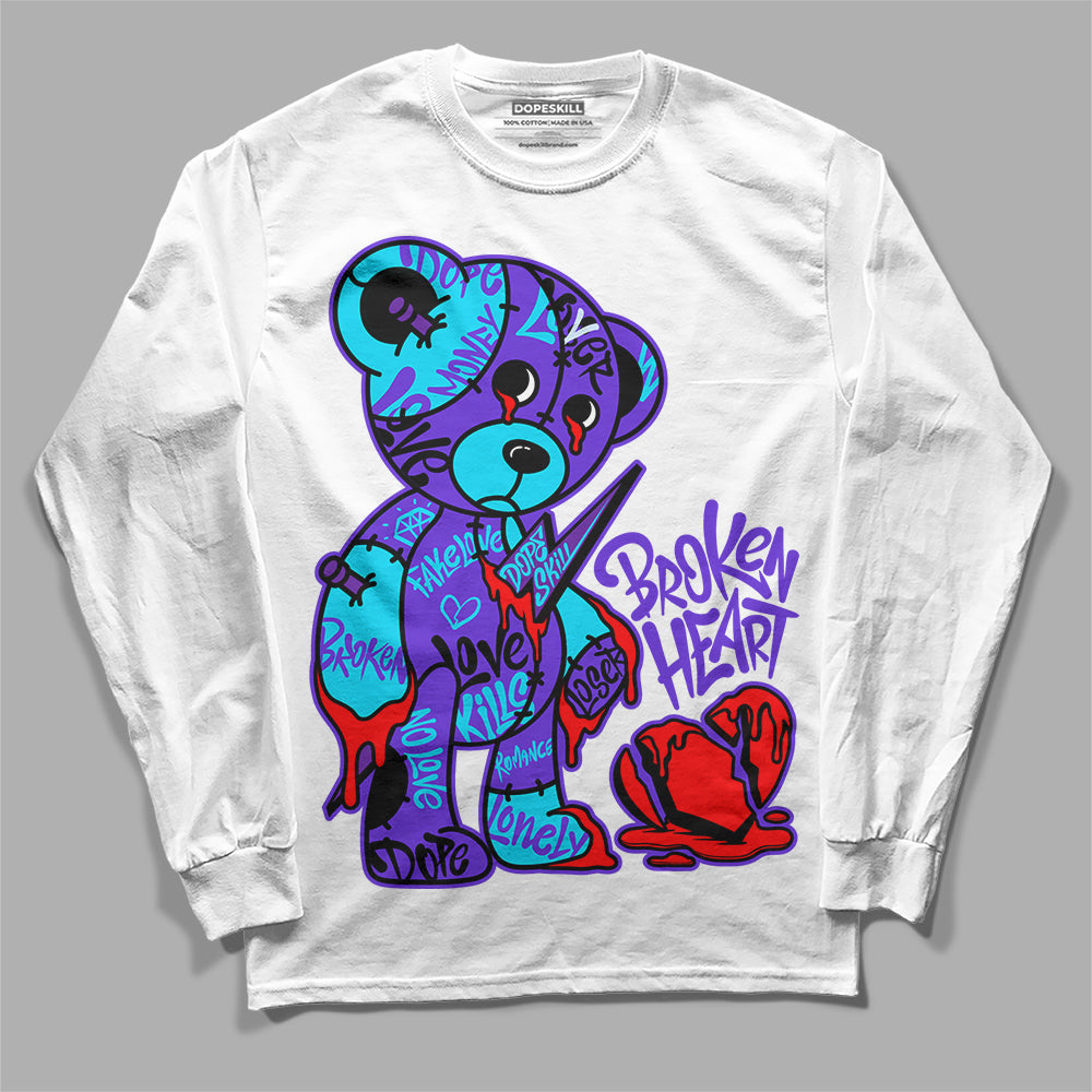 Aqua 6s DopeSkill Long Sleeve T-Shirt Broken Heart Graphic