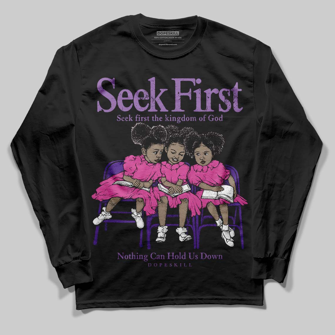 PURPLE Collection DopeSkill Long Sleeve T-Shirt New Seek First Graphic