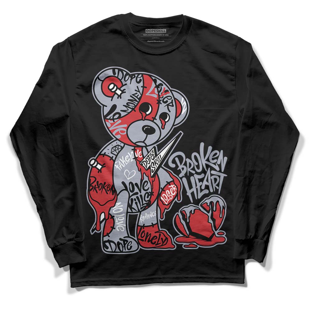 Bred Reimagined 4s DopeSkill Long Sleeve T-Shirt Broken Heart Graphic