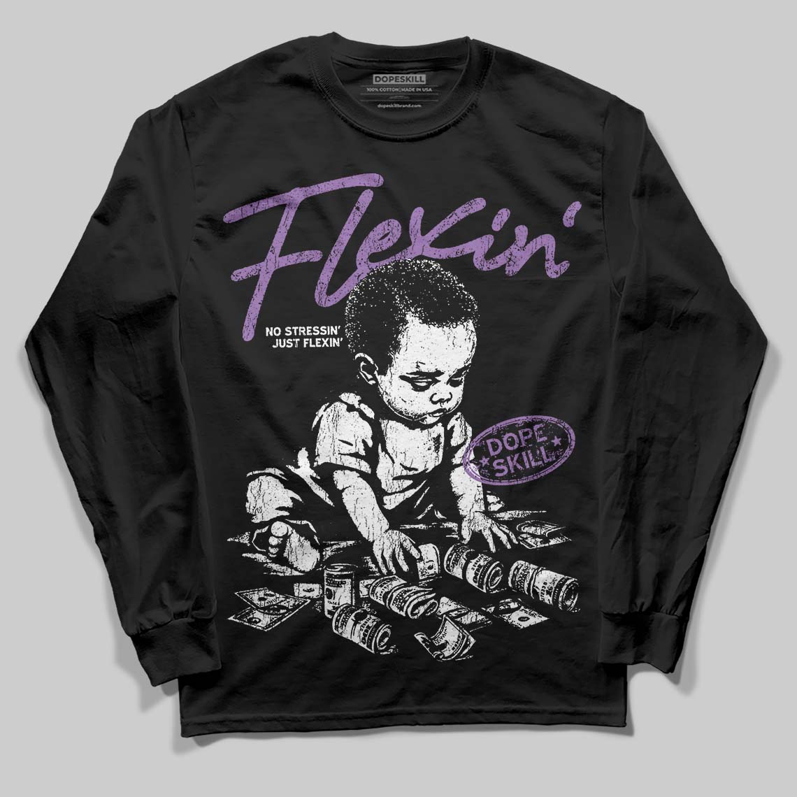 PURPLE Collection DopeSkill Long Sleeve T-Shirt Flexin' Graphic