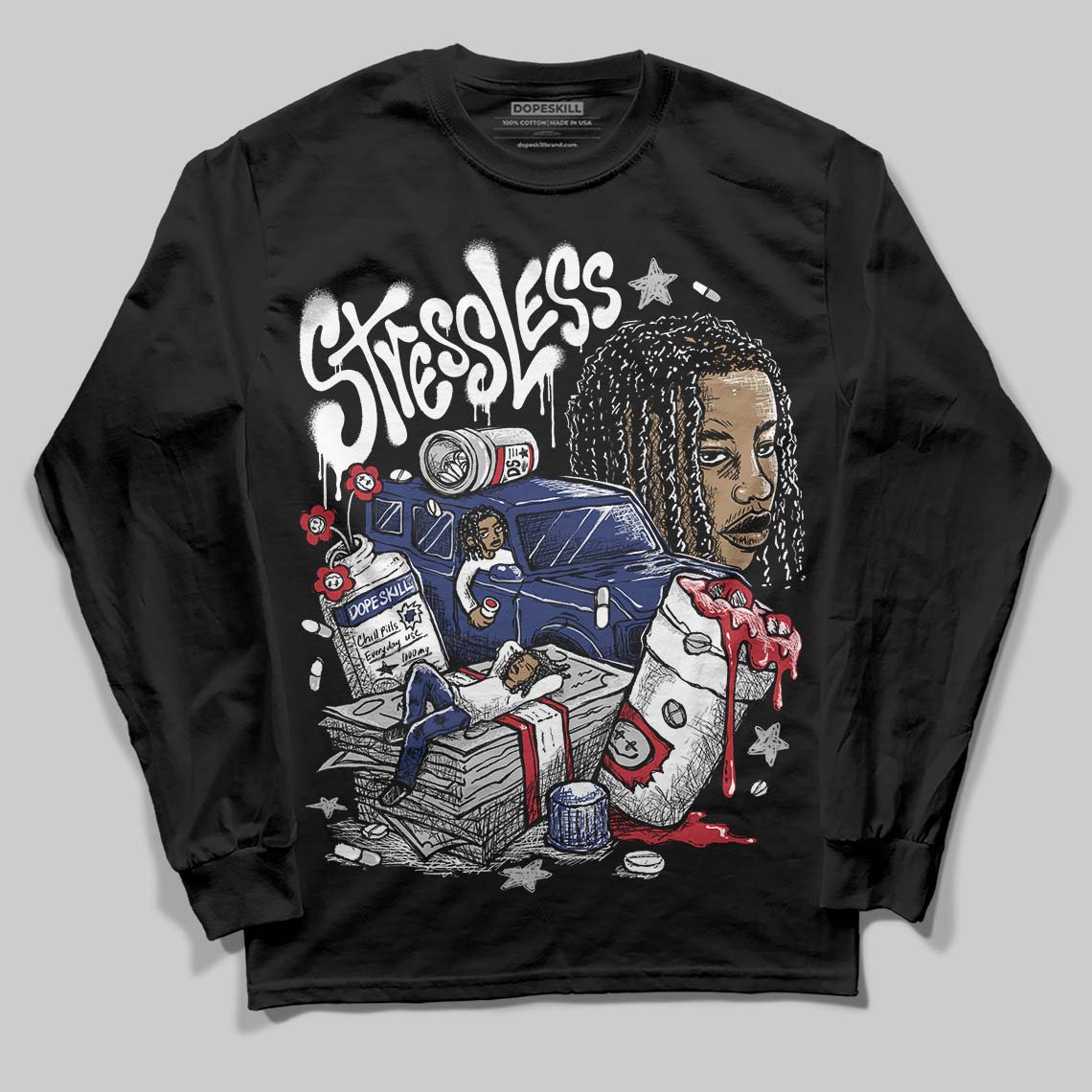 Rare Air Deep Royal Blue 1s DopeSkill Long Sleeve T-Shirt Stressless Graphic