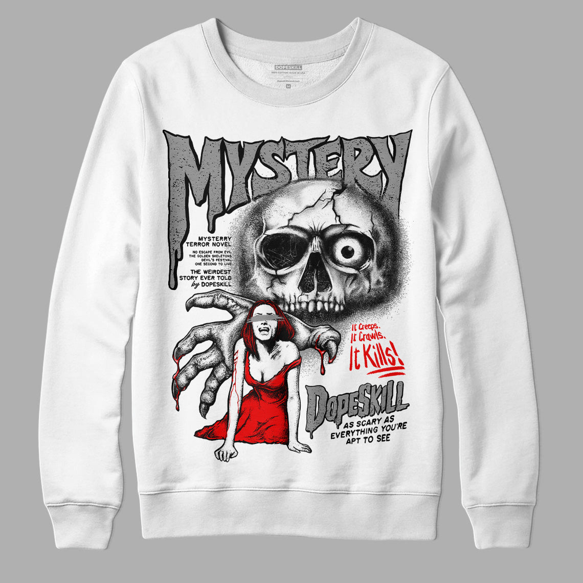 Black and White Collection DopeSkill Sweatshirt Mystery Ghostly Grasp Graphic