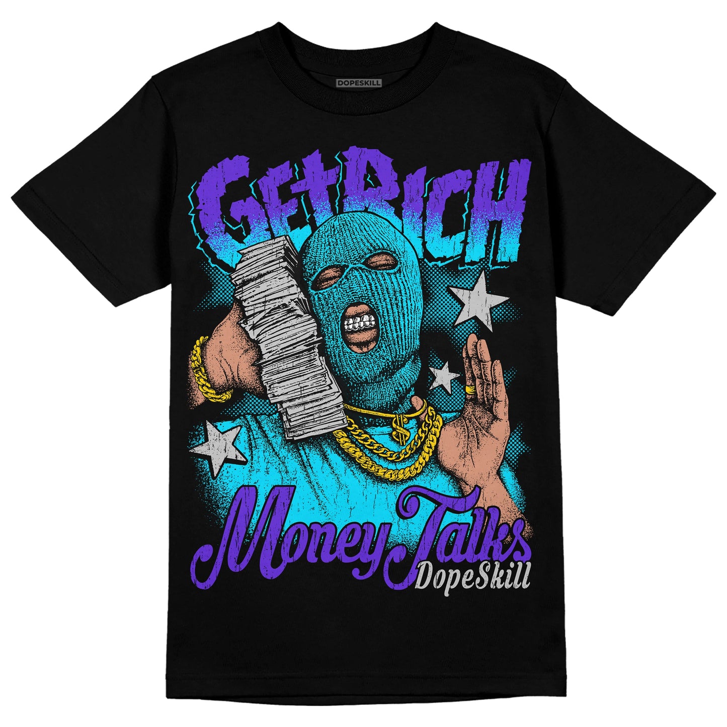 Aqua 6s DopeSkill T-Shirt Get Rich Graphic