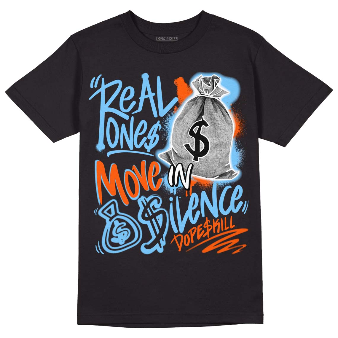 Dunk Low Futura University Blue DopeSkill T-Shirt Real Ones Move In Silence Graphic