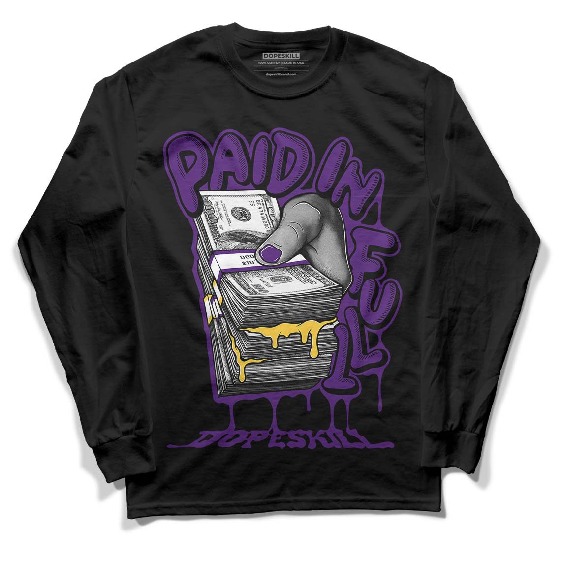 Field Purple 12s DopeSkill Long Sleeve T-Shirt Paid In Full Graphic