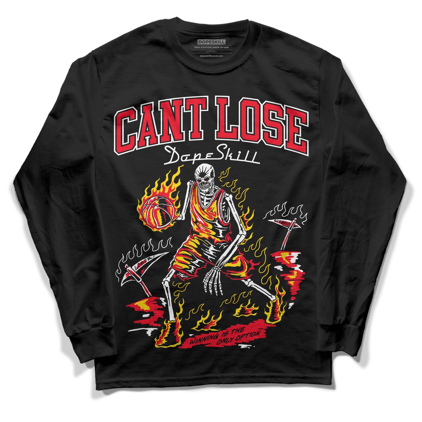 Red Thunder 4s DopeSkill Long Sleeve T-Shirt Cant Lose Graphic