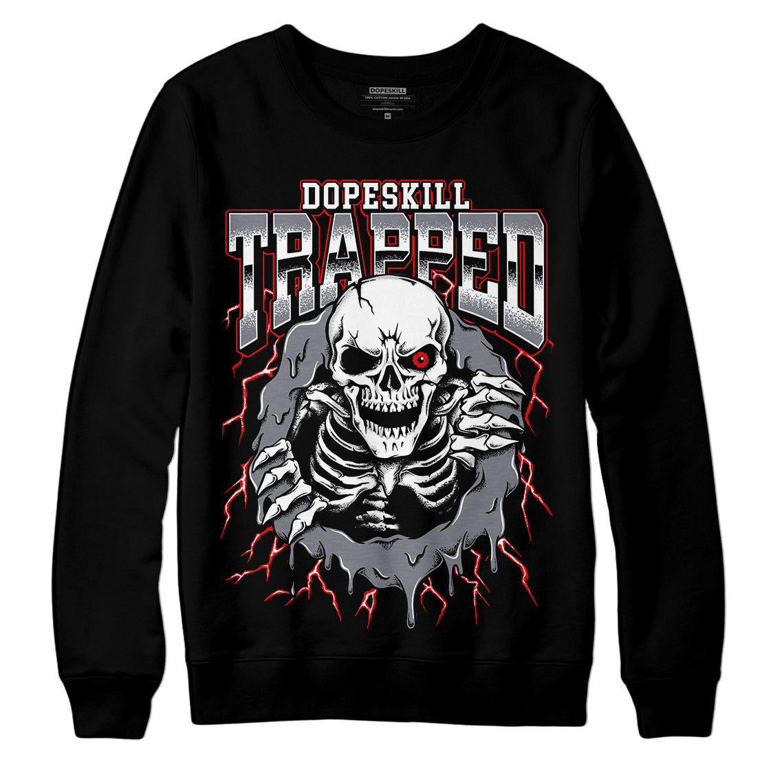 Fire Red 9s DopeSkill Sweatshirt Trapped Halloween Graphic