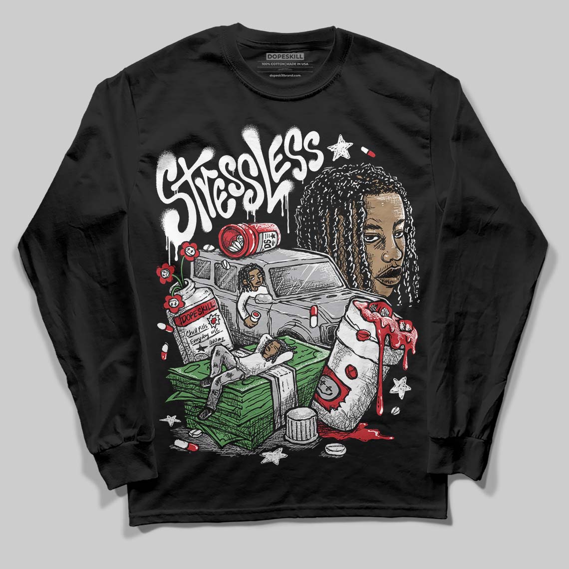 White Cement 4s DopeSkill Long Sleeve T-Shirt Stressless Graphic
