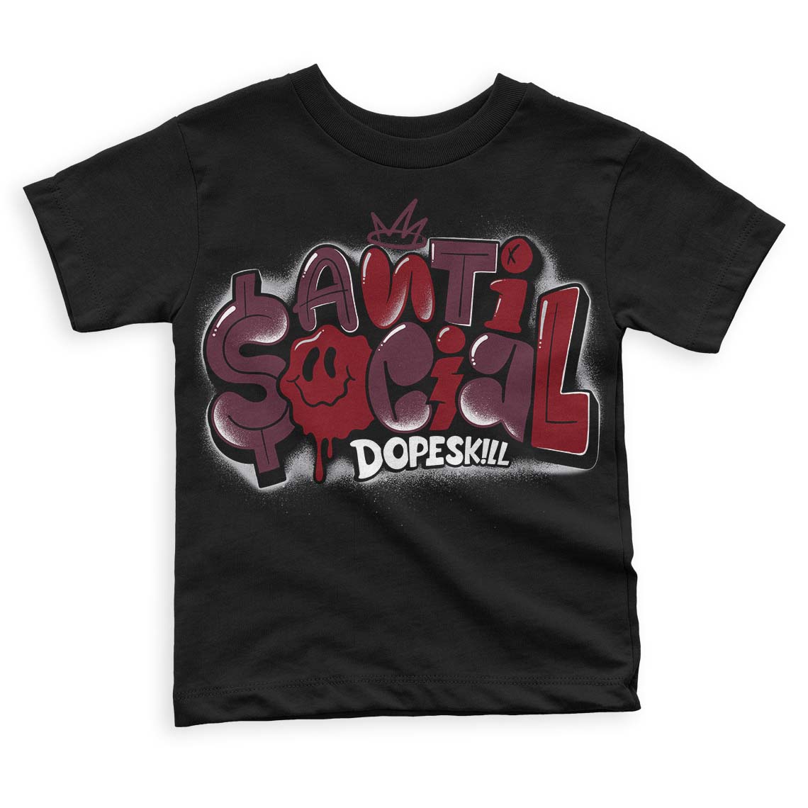 Burgundy 5s DopeSkill Toddler Kids T-shirt Anti Social Graphic