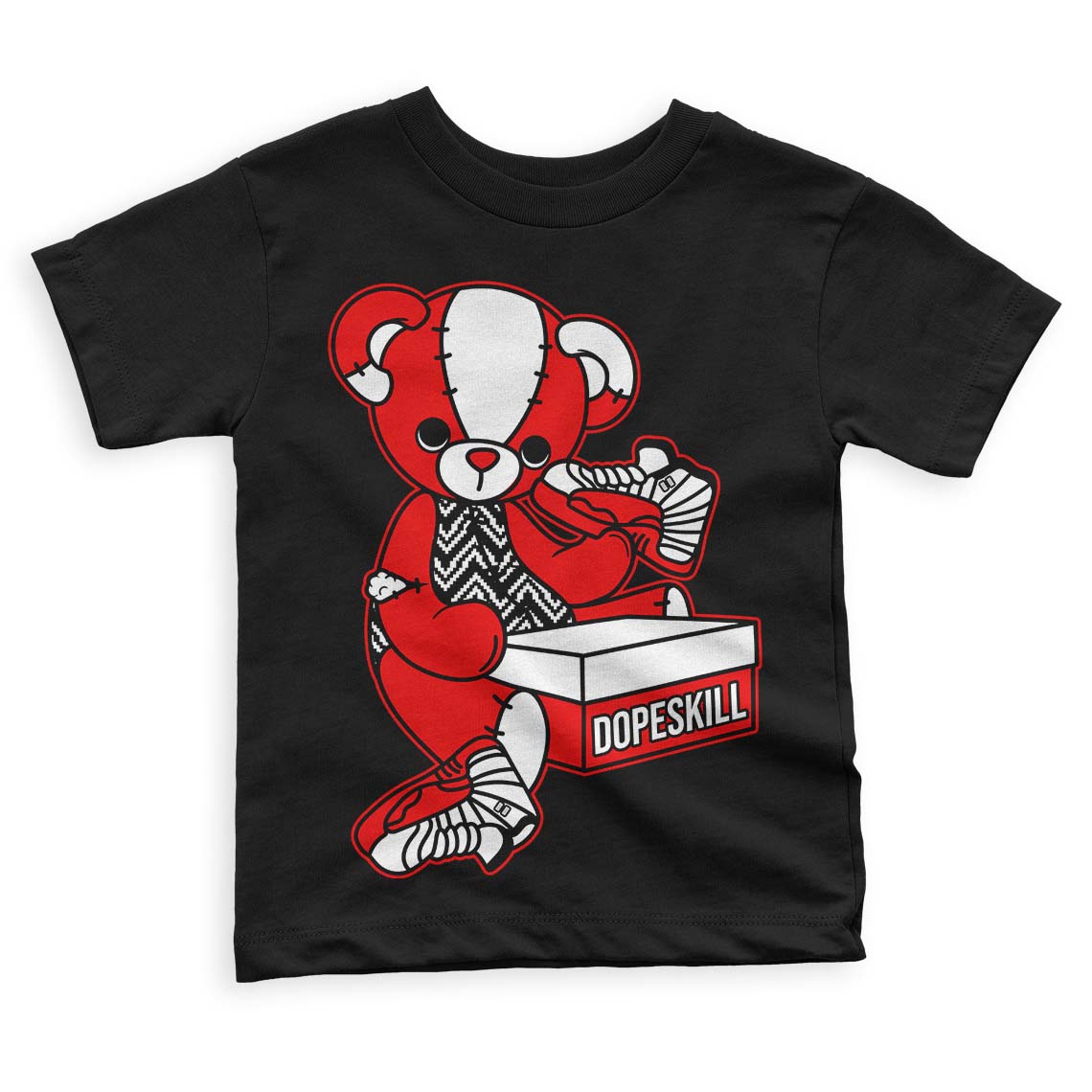 Cherry 12s DopeSkill Toddler Kids T-shirt Sneakerhead BEAR Graphic