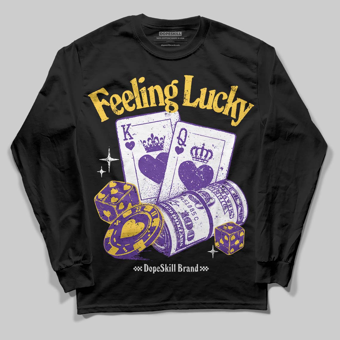 PURPLE Collection DopeSkill Long Sleeve T-Shirt Feeling Lucky Graphic