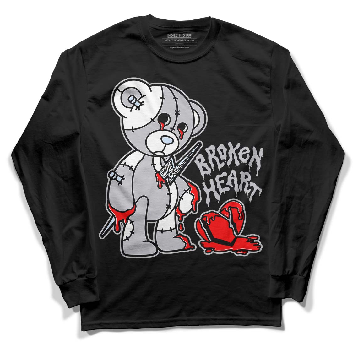 Cement Grey 11s DopeSkill Long Sleeve T-Shirt Broken Heart Graphic