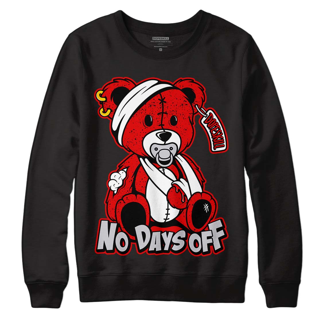 Red Cement 4S DopeSkill Sweatshirt Hurt Bear Graphic