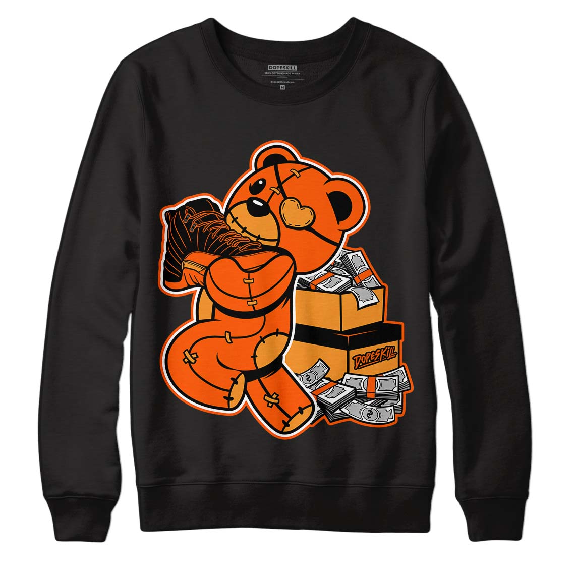 Brilliant Orange 12s DopeSkill Sweatshirt Bear Steals Sneaker Graphic