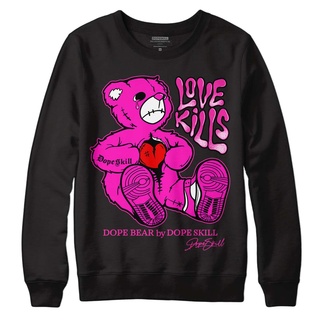 Dunk Low Active Fuchsia DopeSkill Sweatshirt Love Kills Graphic