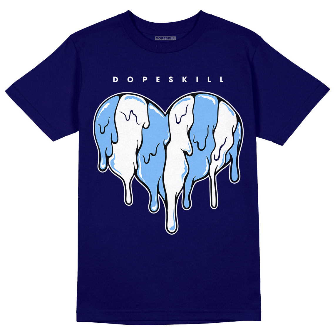 AJ 6 University Blue DopeSkill College Navy T-Shirt Slime Drip Heart Graphic