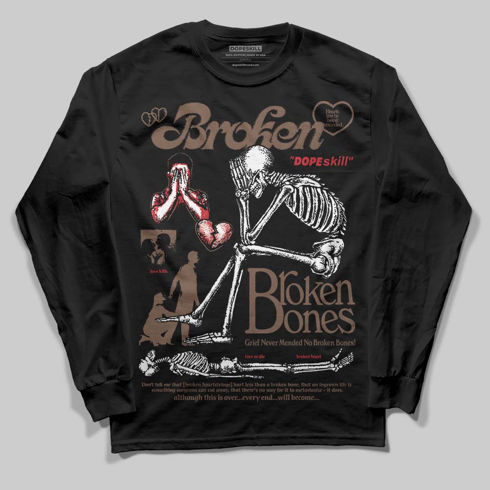 Olive 9s DopeSkill Long Sleeve T-Shirt Broken Bones Graphic