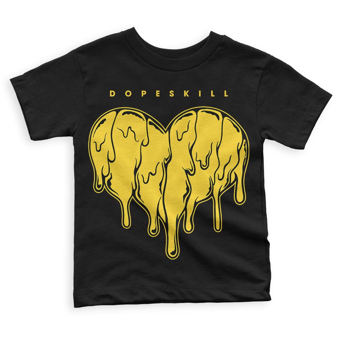 Black Tour Yellow AJ 4 Thunder DopeSkill Toddler Kids T-shirt Slime Drip Heart Graphic