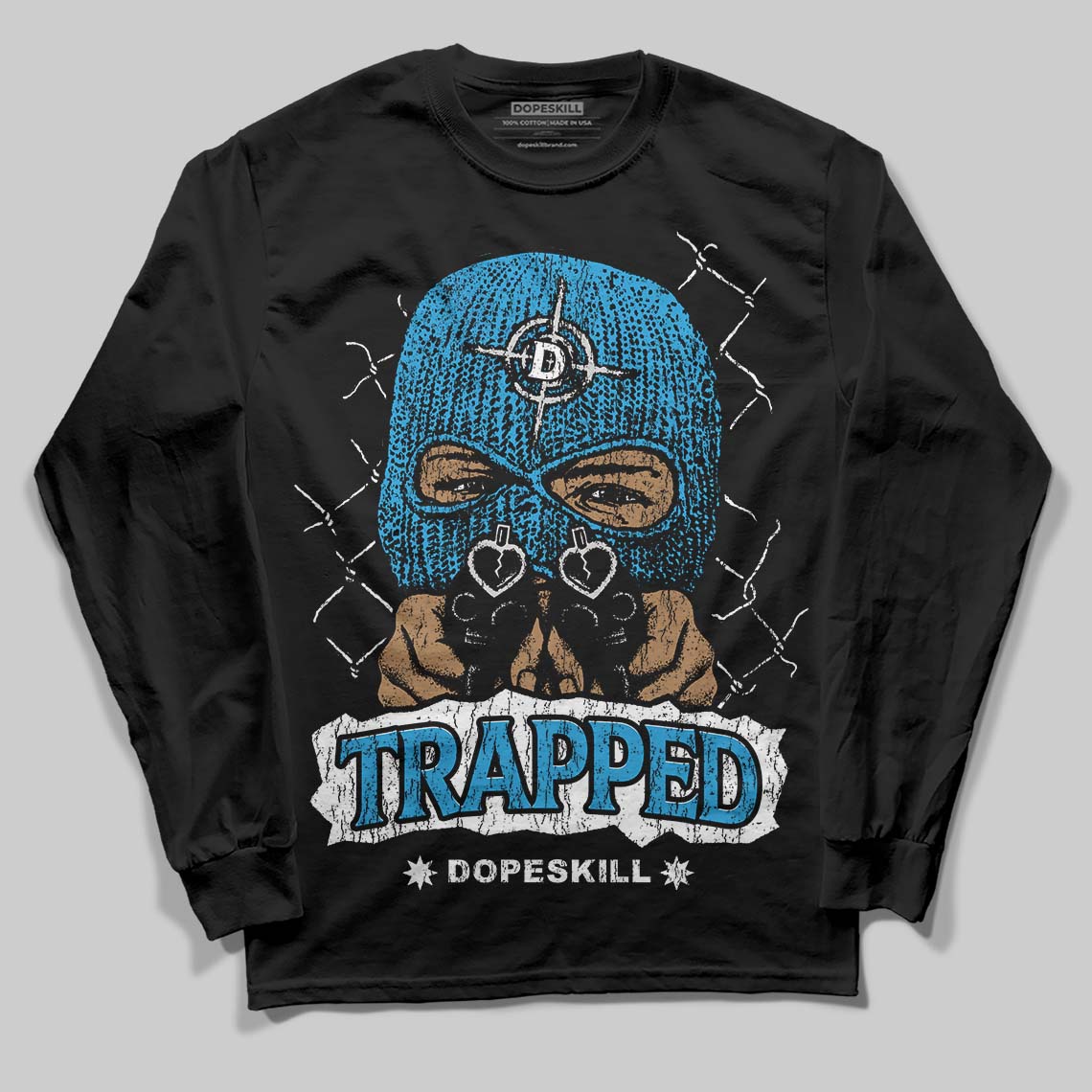 Military Blue 4s DopeSkill Long Sleeve T-Shirt New Trapped Graphic