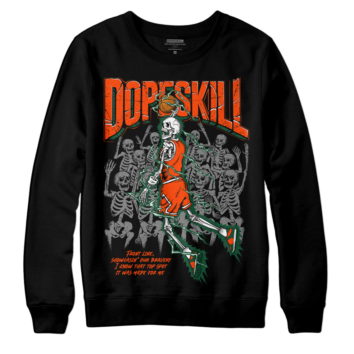 Dunk Low Team Dark Green Orange DopeSkill Sweatshirt Thunder Dunk Graphic