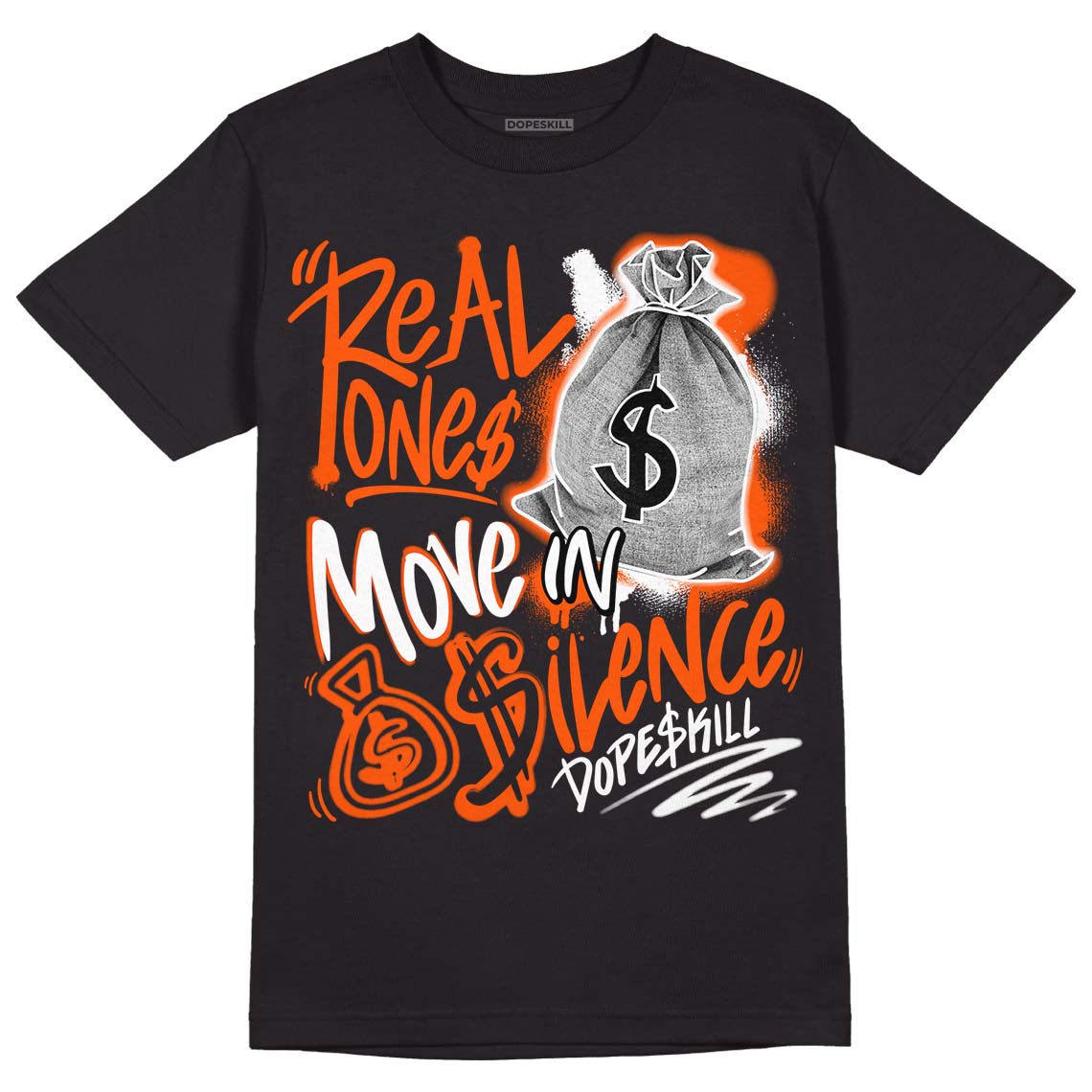 Orange Milk DopeSkill T-Shirt Real Ones Move In Silence Graphic
