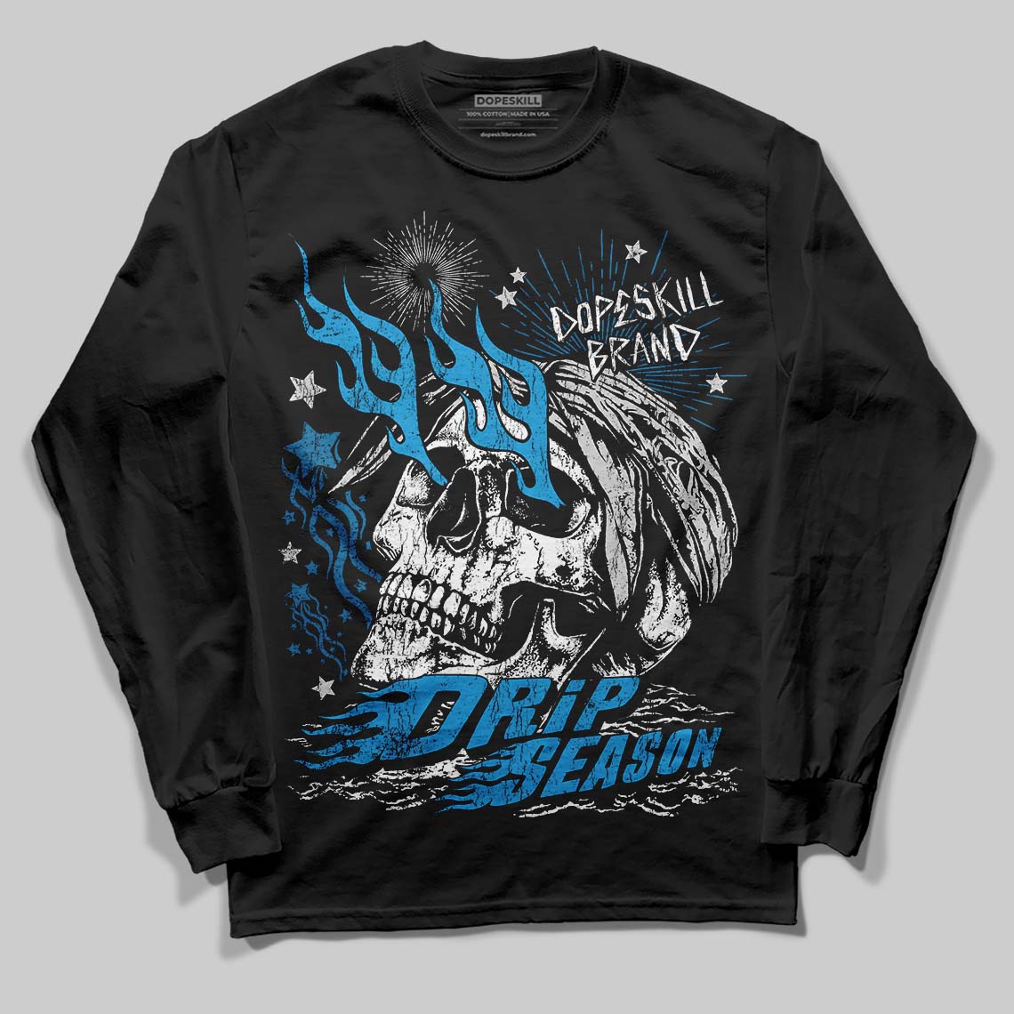 Military Blue 4s DopeSkill Long Sleeve T-Shirt Drip Season Graphic