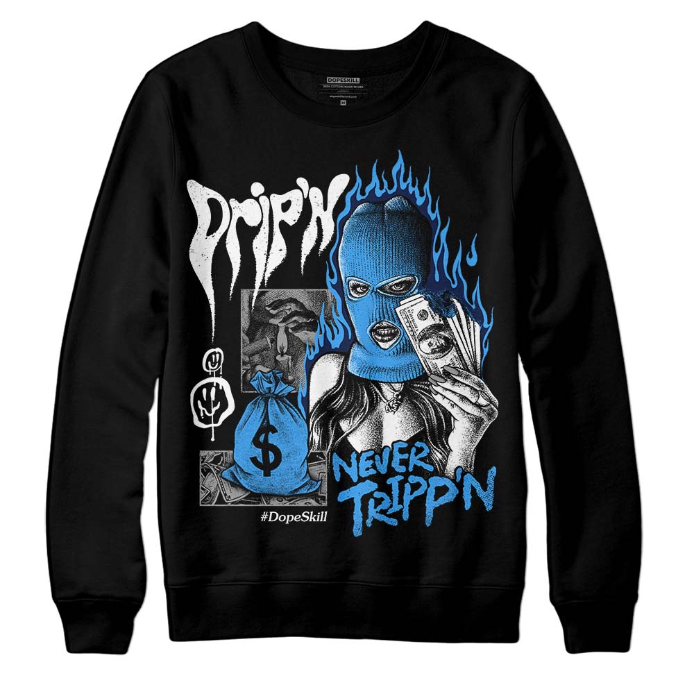 AJ Spizike White Obsidian DopeSkill Sweatshirt Drip'n Never Tripp'n Graphic