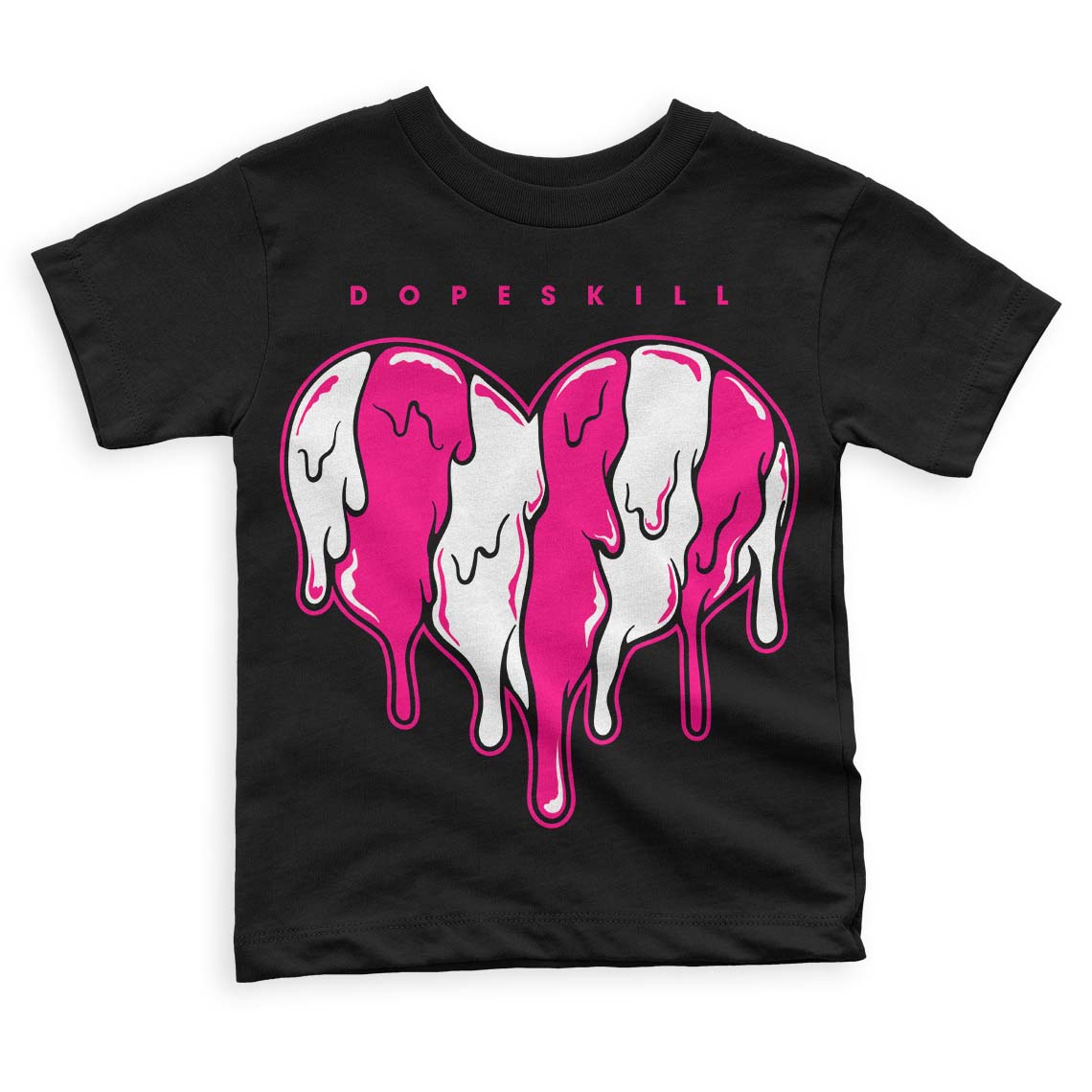Fierce Pink 1s DopeSkill Toddler Kids T-shirt Slime Drip Heart Graphic