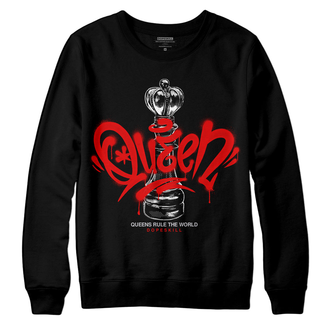 Red Cement 4S DopeSkill Sweatshirt Queen Chess Graphic