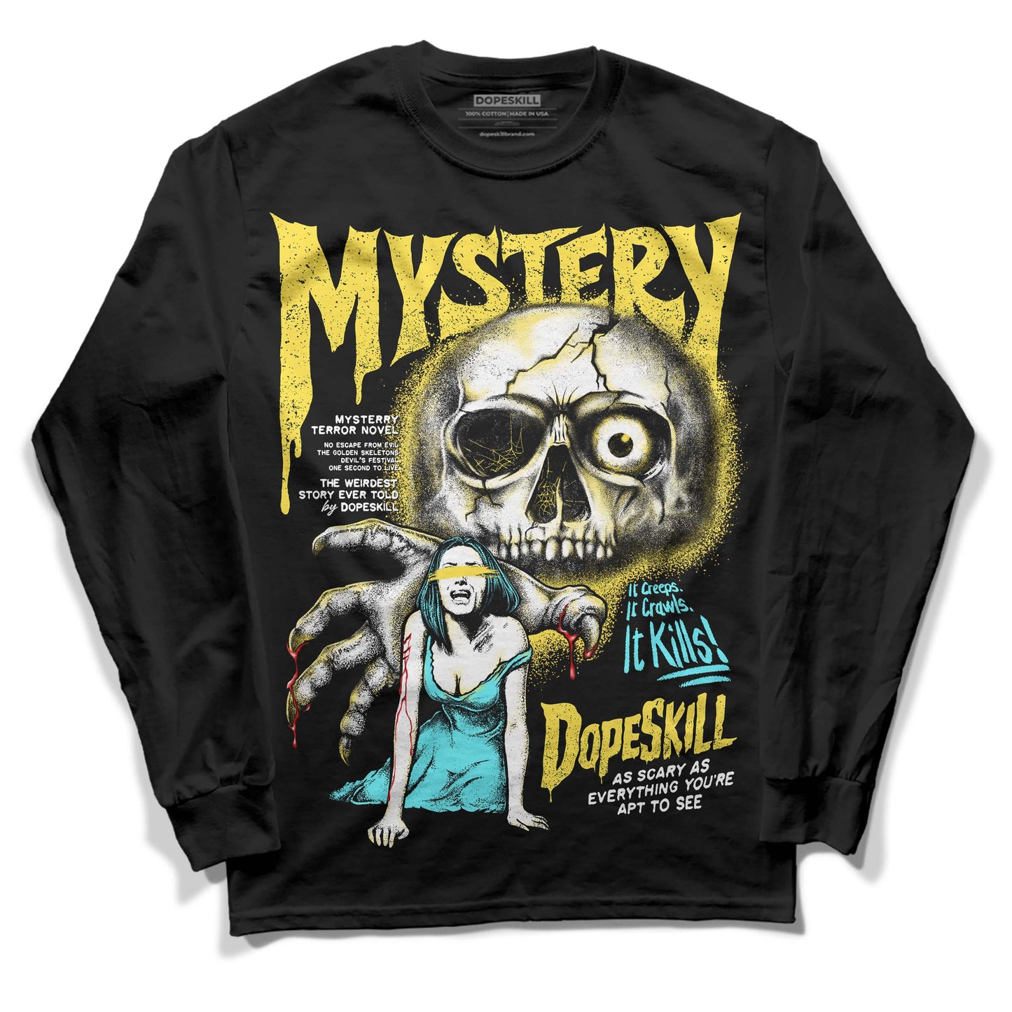Aqua 5s DopeSkill Long Sleeve T-Shirt Mystery Ghostly Grasp Graphic