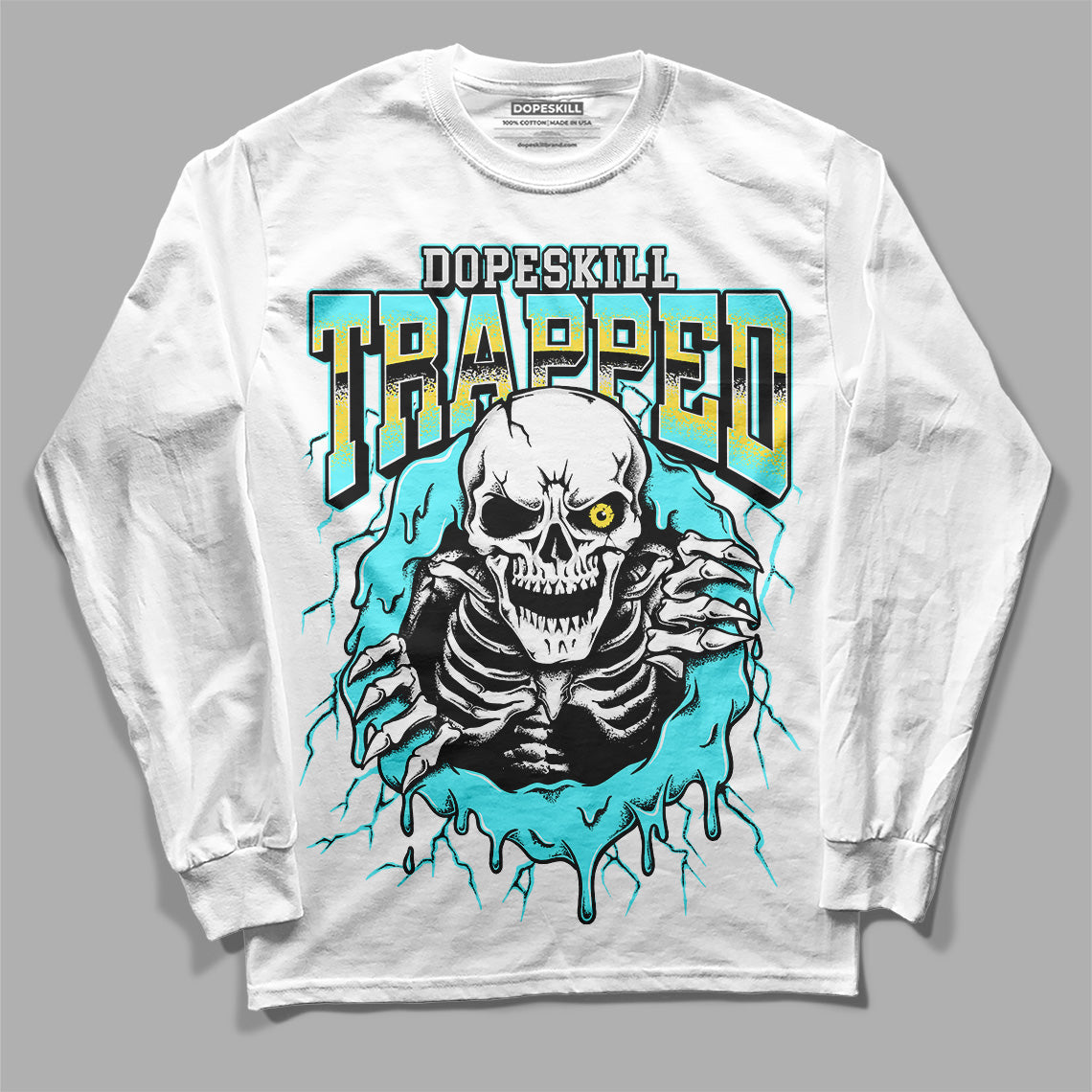 Aqua 5s DopeSkill Long Sleeve T-Shirt Trapped Halloween Graphic