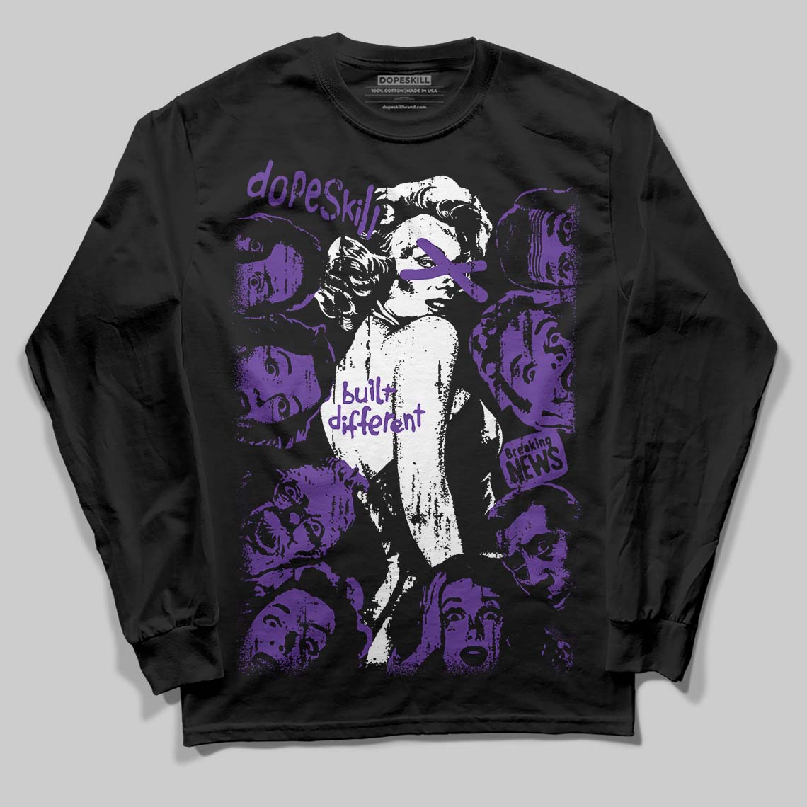 PURPLE Collection DopeSkill Long Sleeve T-Shirt Built Different Graphic