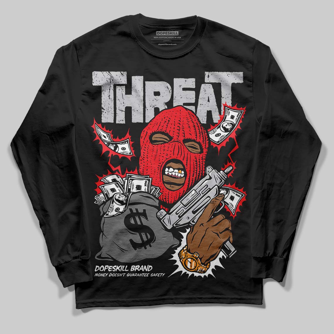 Grey Collection DopeSkill Long Sleeve T-Shirt Under Threat Graphic
