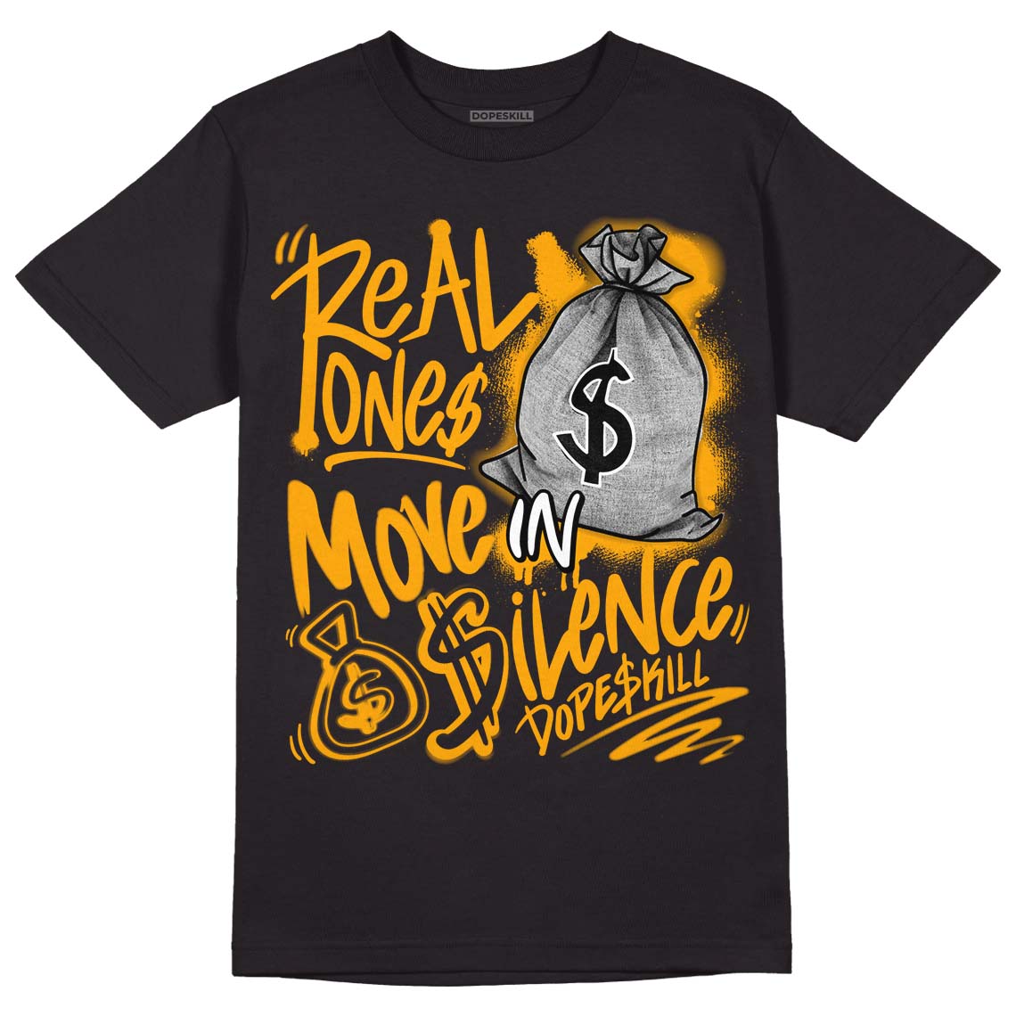Black Taxi 12s DopeSkill T-Shirt Real Ones Move In Silence Graphic