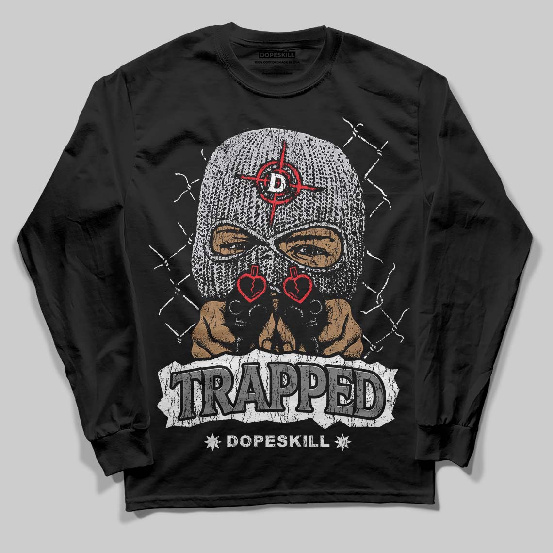 Grey Collection DopeSkill Long Sleeve T-Shirt New Trapped Graphic