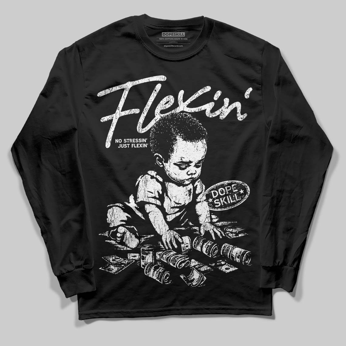 Dunk Panda White Black DopeSkill Long Sleeve T-Shirt Flexin' Graphic