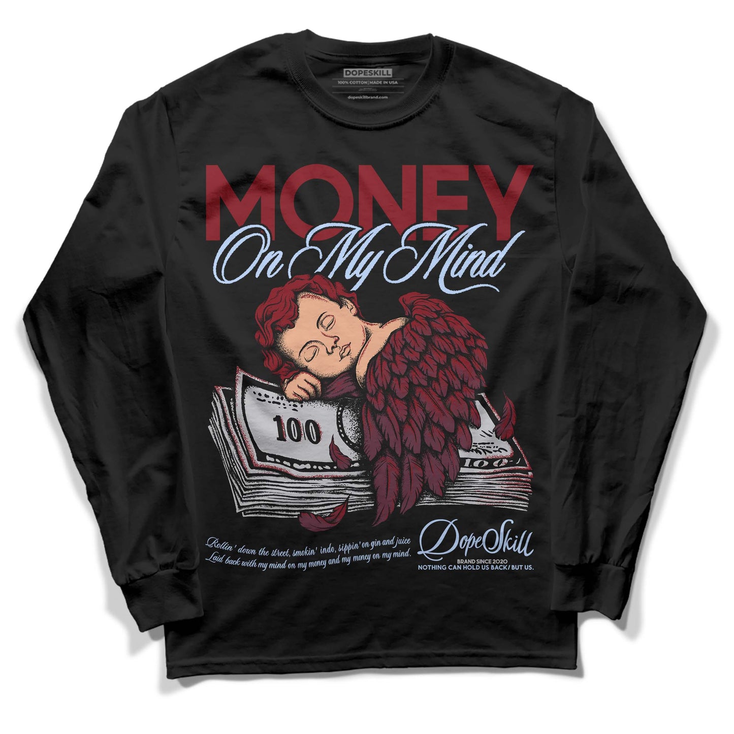 Burgundy 5s DopeSkill Long Sleeve T-Shirt MOMM Graphic