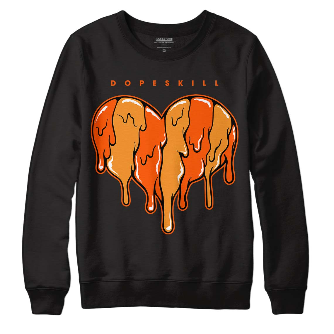 Brilliant Orange 12s DopeSkill Sweatshirt Slime Drip Heart Graphic