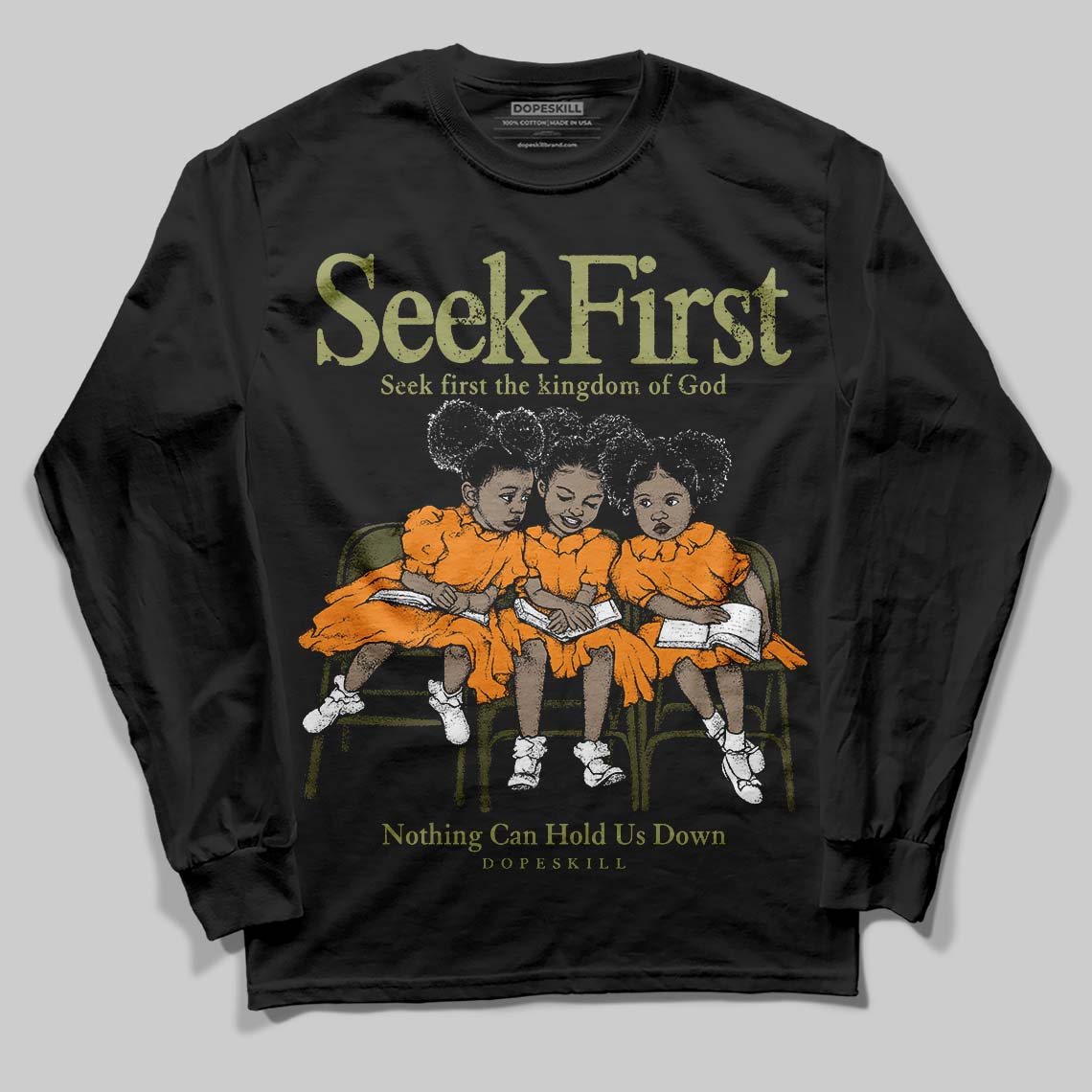 Olive Collection DopeSkill Long Sleeve T-Shirt New Seek First Graphic