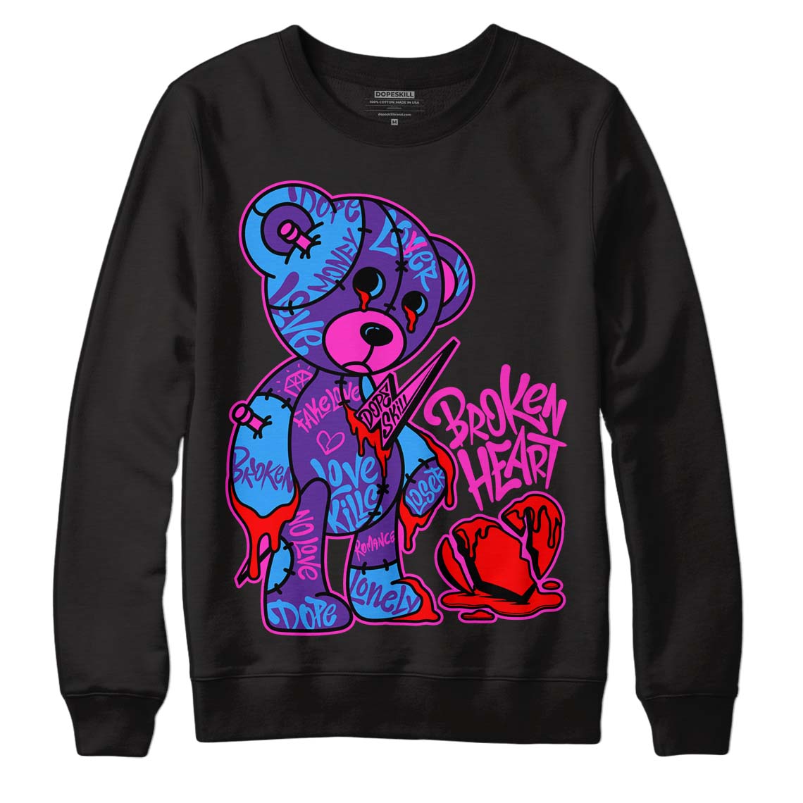 PURPLE Collection DopeSkill Sweatshirt Broken Heart Graphic