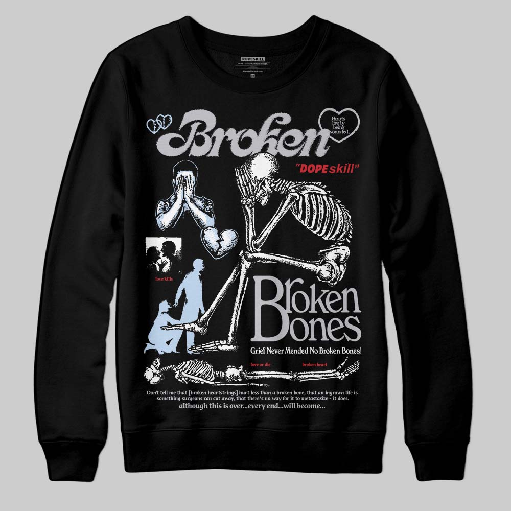 Black Metallic Reimagined 5s DopeSkill Sweatshirt Broken Bones Graphic