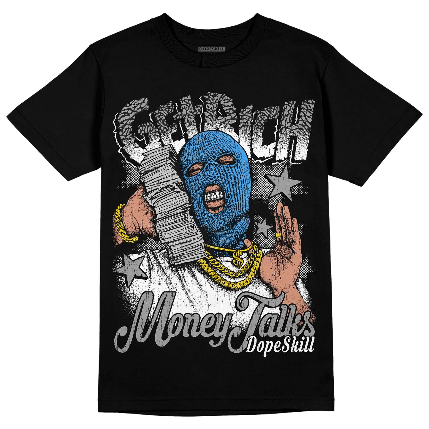 Midnight Navy 3s DopeSkill T-Shirt Get Rich Graphic