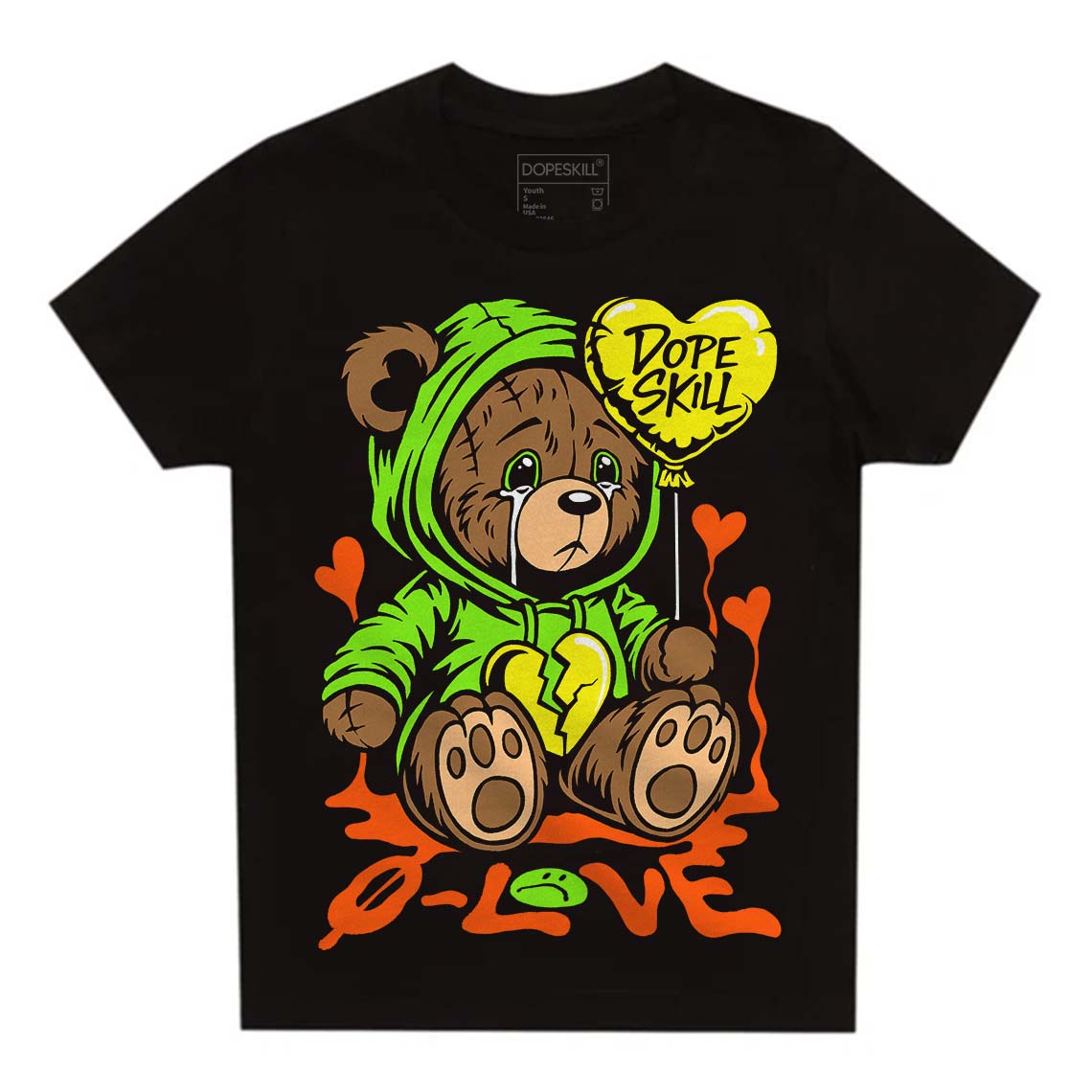 Neon Green Collection DopeSkill Toddler Kids T-shirt Broken Bear Graphic