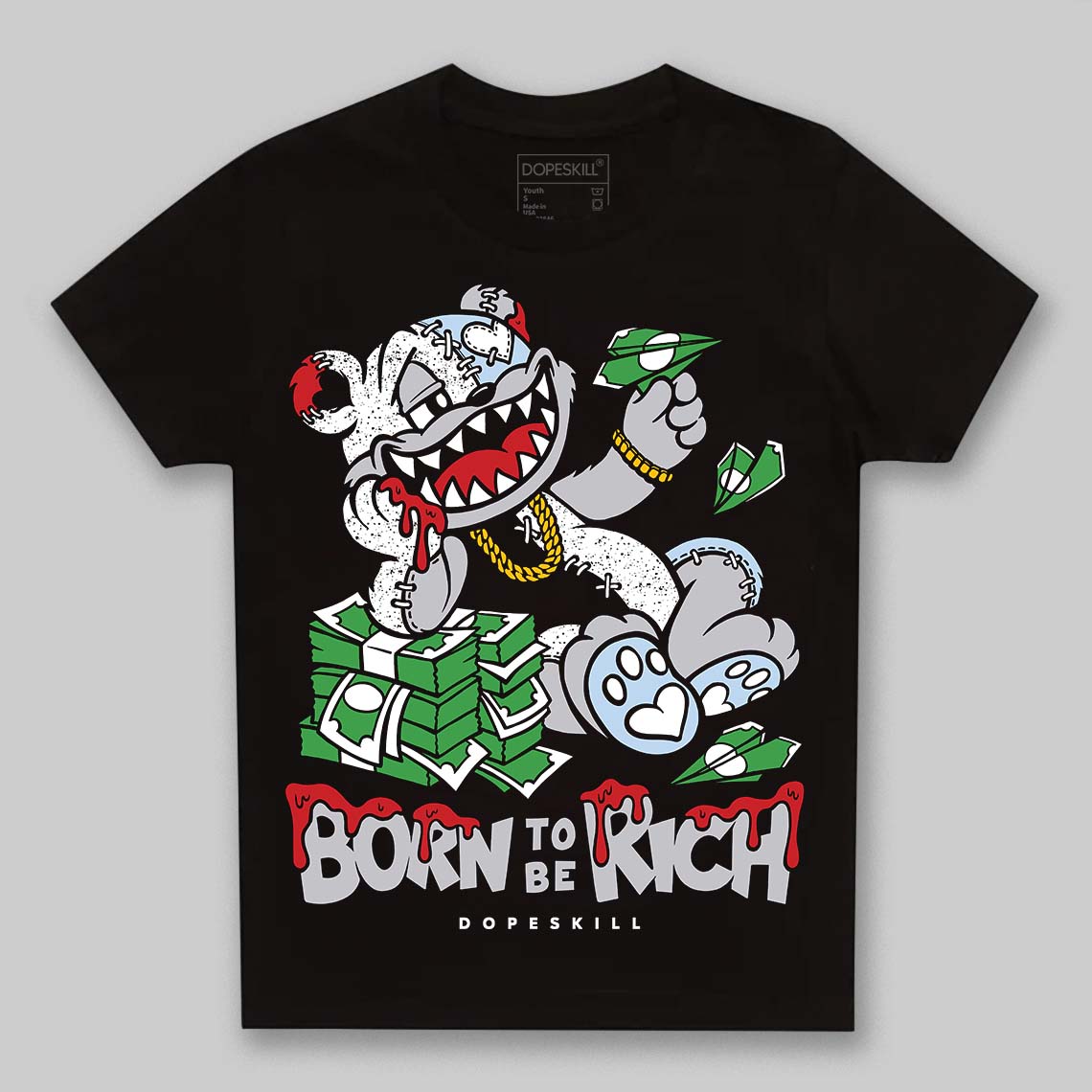 Black Metallic Reimagined 5s DopeSkill Toddler Kids T-shirt Born To Be Rich Graphic