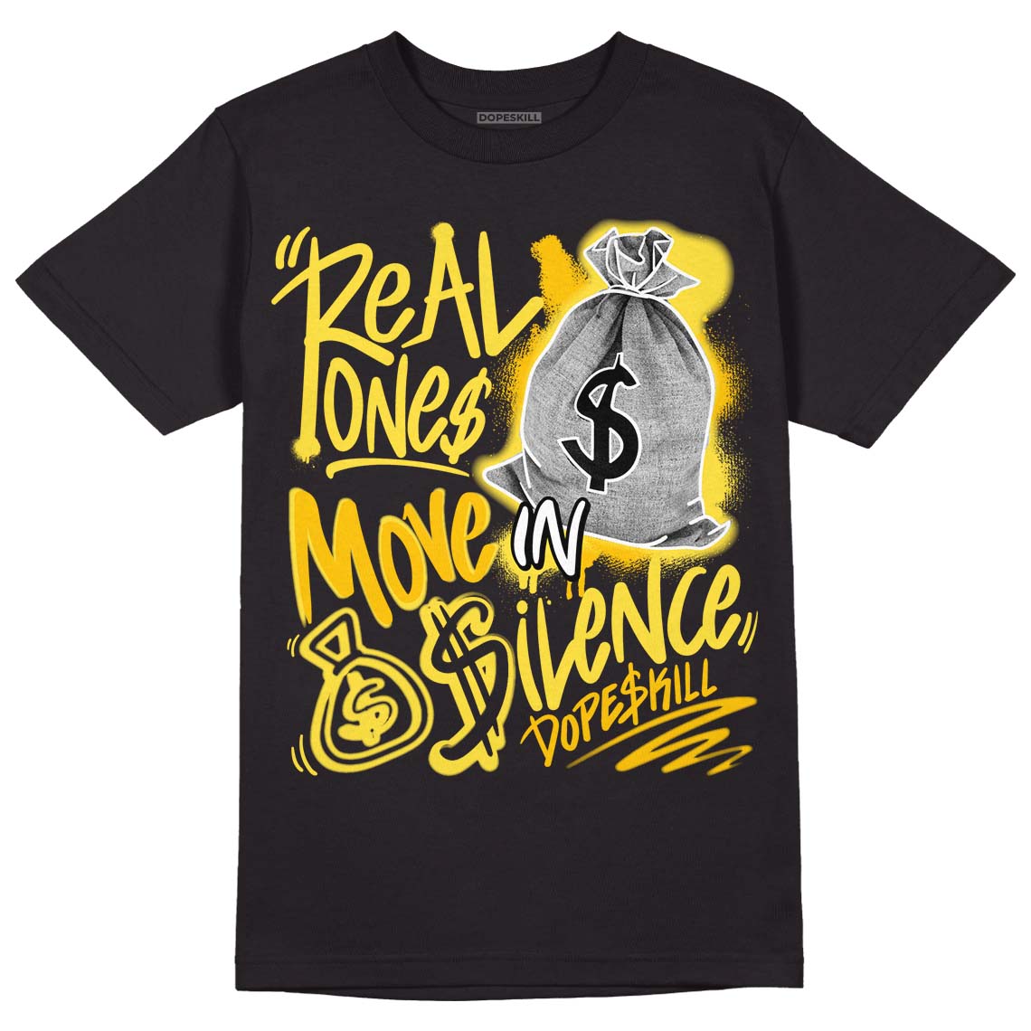 Yellow Snakeskin 11s DopeSkill T-Shirt Real Ones Move In Silence Graphic