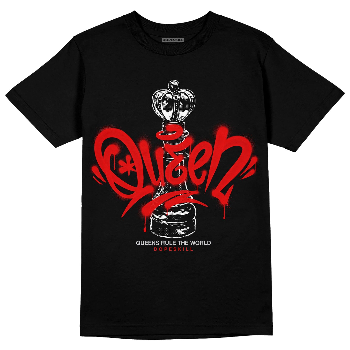 Red Cement 4S DopeSkill T-Shirt Queen Chess Graphic