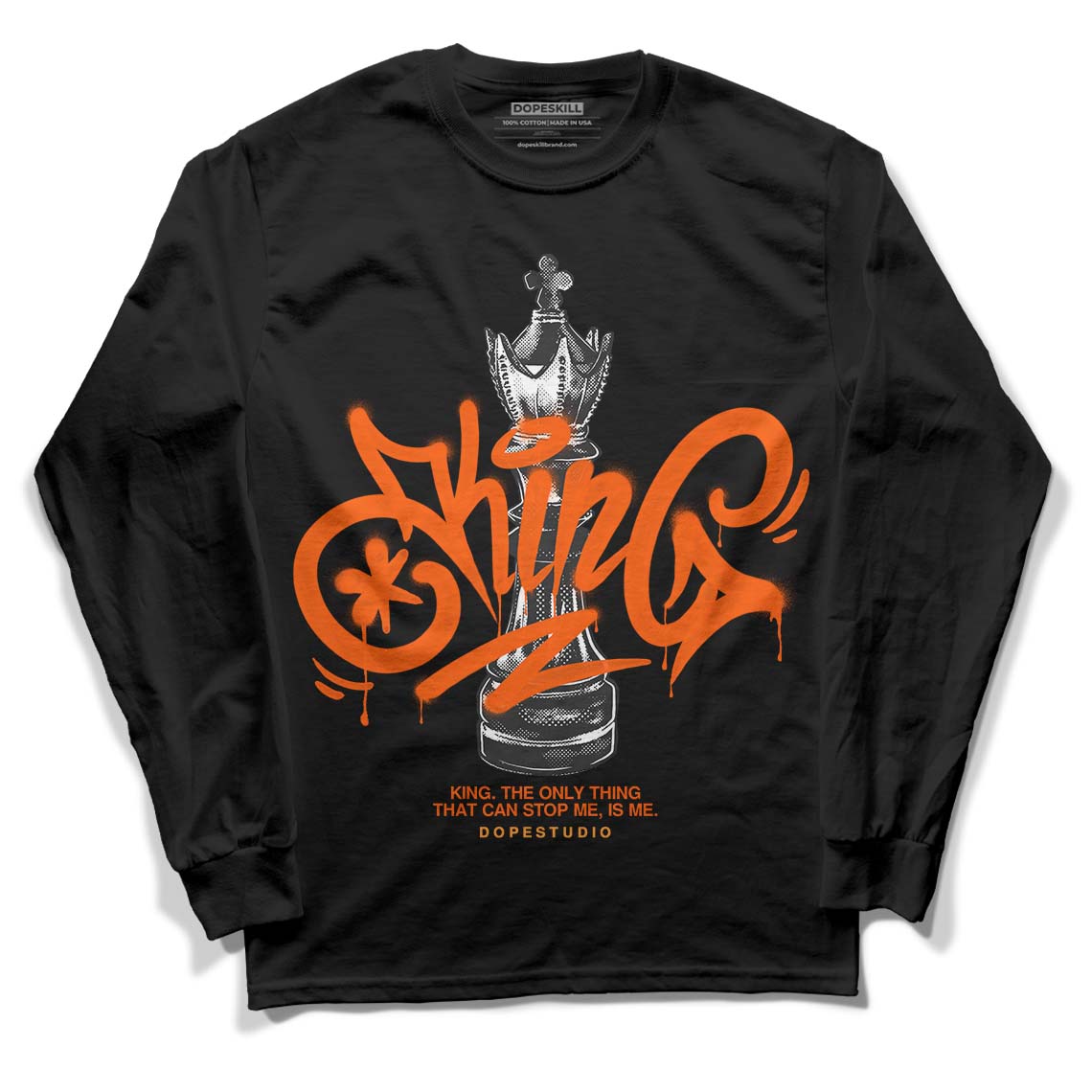 Brilliant Orange 12s DopeSkill Long Sleeve T-Shirt King Chess Graphic