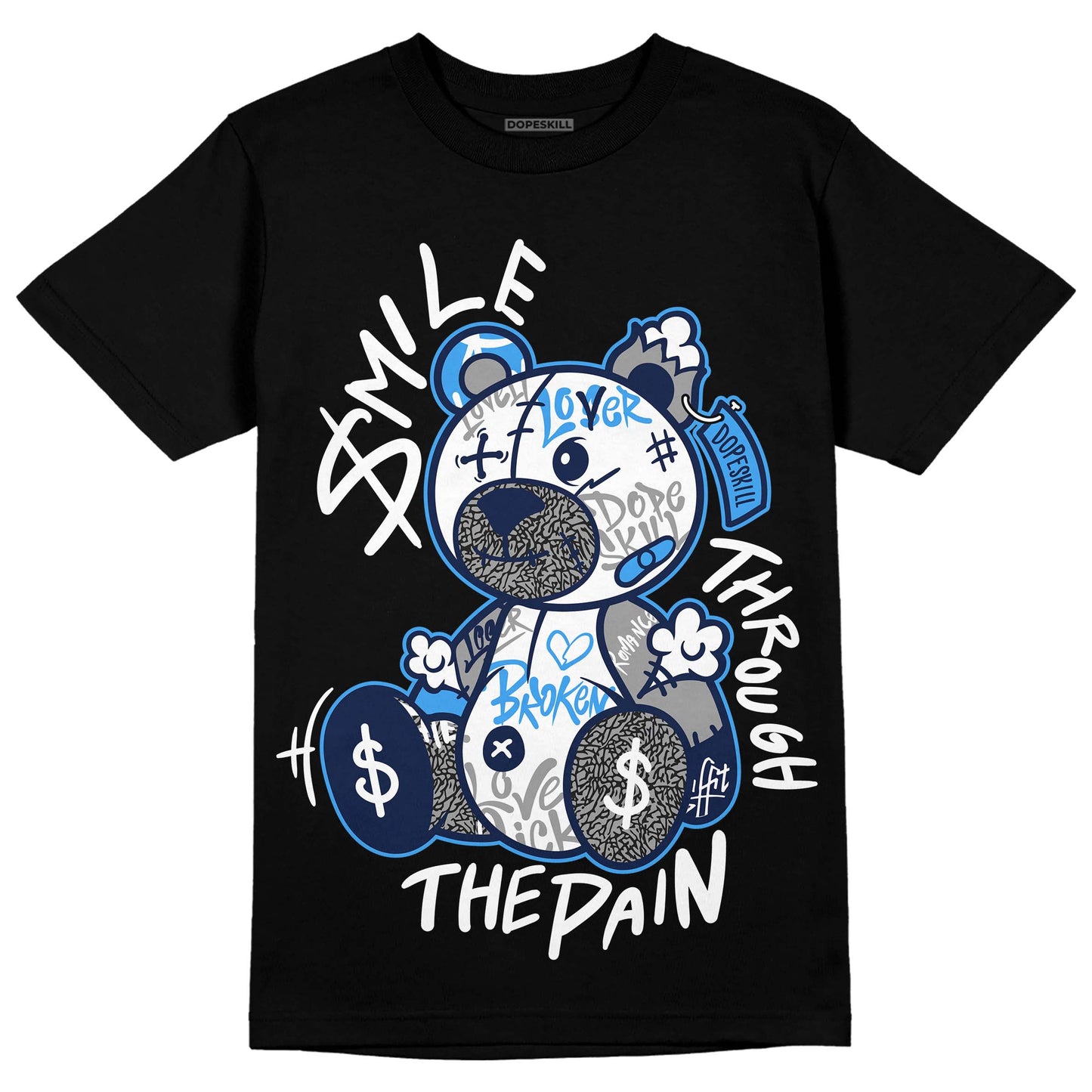 Midnight Navy 3s DopeSkill T-Shirt Smile Through The Pain Graphic